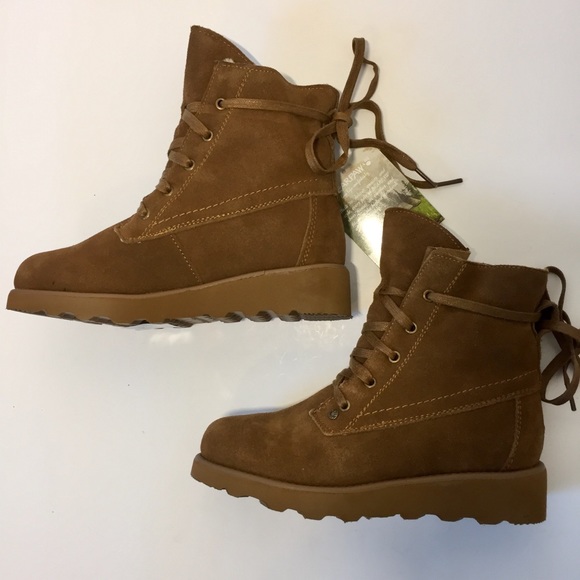 BEARPAW Suede Lace-up Wool Blend Snow wedged boots - Picture 12 of 16